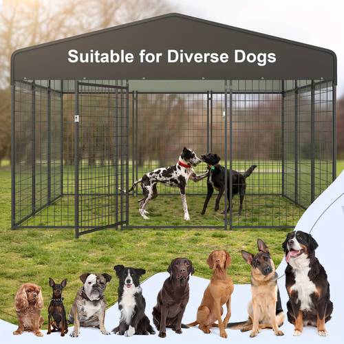 perrera para perros, jaula de perro de exterior resistencia con cerradura de seguridad , recinto para perros , para perros con cubierta de techo resistente a los rayos uv, para perros, valla para perros para granja