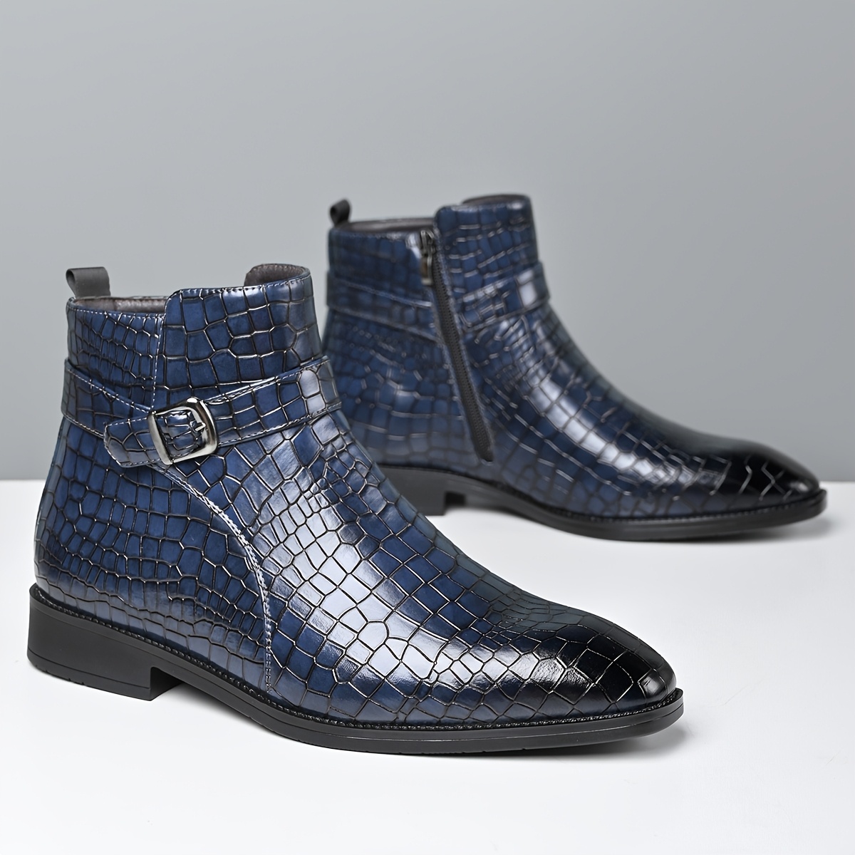 6913   new autumn winter ankle boots high top textured upper business casual mens shoes side zipper easy on off mens boots party dress shoes stylist   calf boots light  