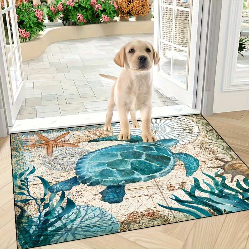 

Sea Turtle Design Non-slip Doormat - Premium Indoor/outdoor Rug, Machine Washable Polyester, , Bedrooms & Patios - Decor Gift