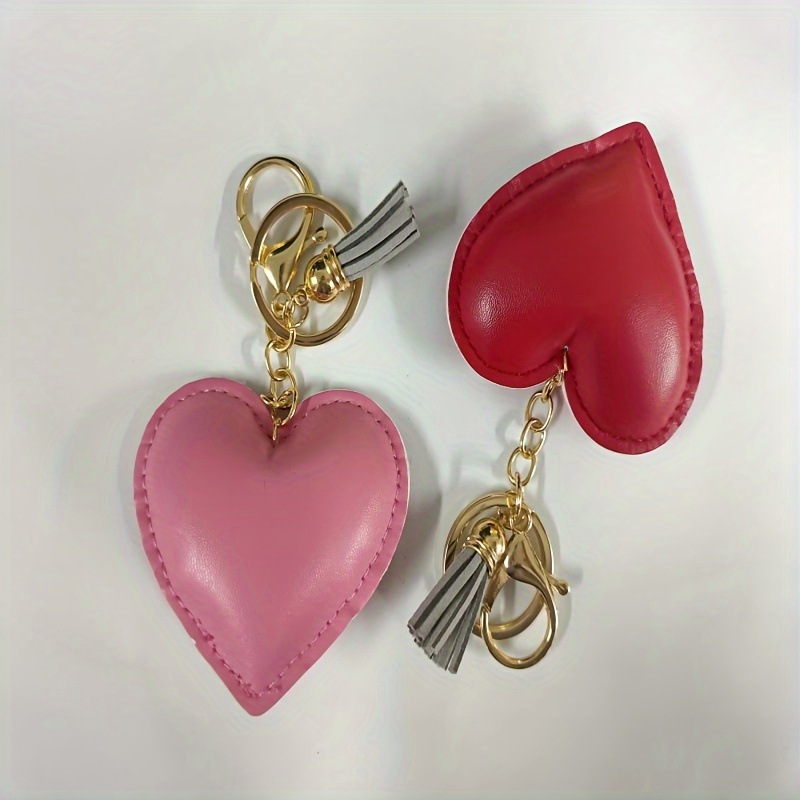 Llavero de corazón rojo de cuero, bolso rojo, llavero, accesorios de coche  para mujer, regalo de mamá, regalo de San Valentín -  México