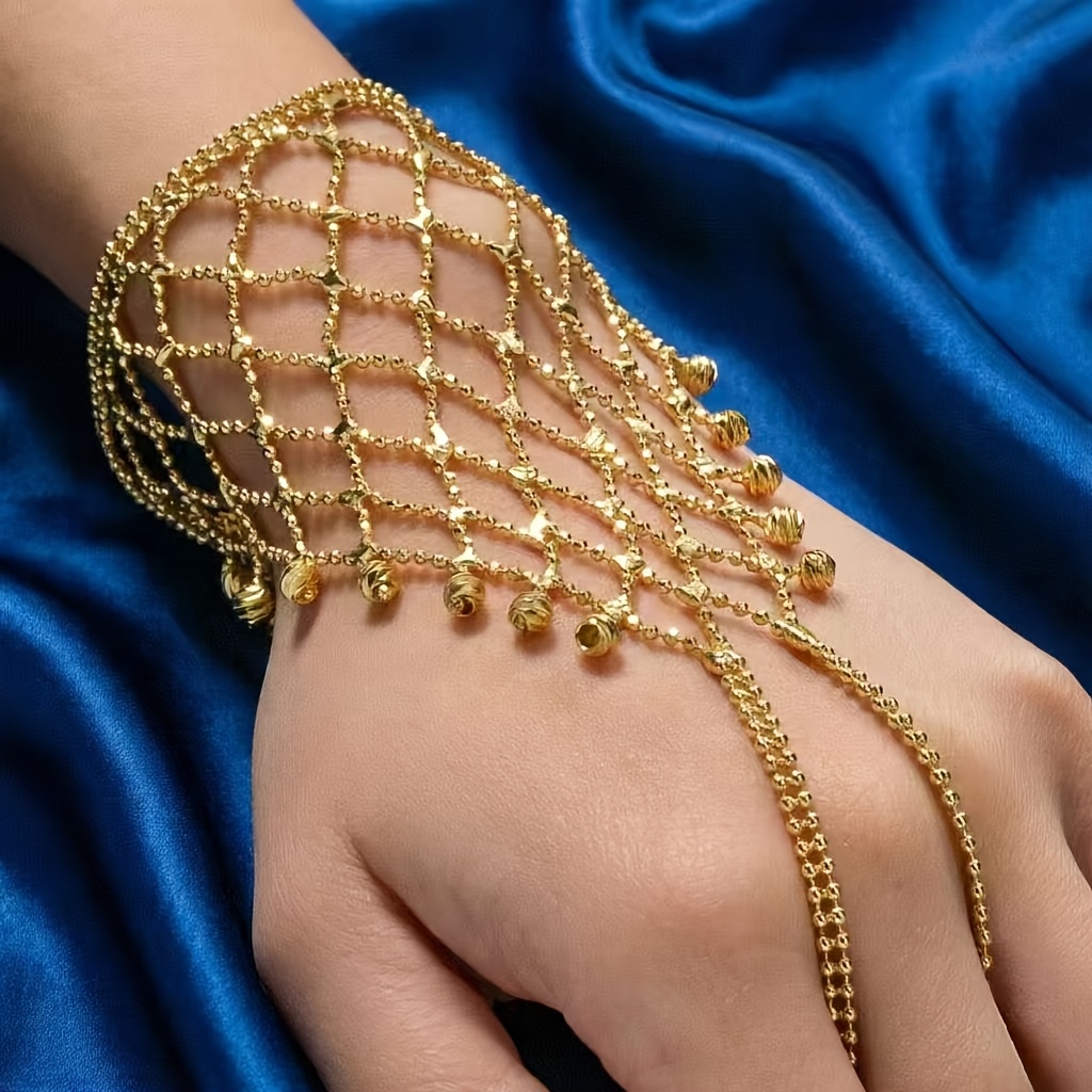 TEMU A Stylish Golden Mesh Back-of-hand Chain For Women, Perfect For Daily Wear Or Banquets To Showcase Feminine