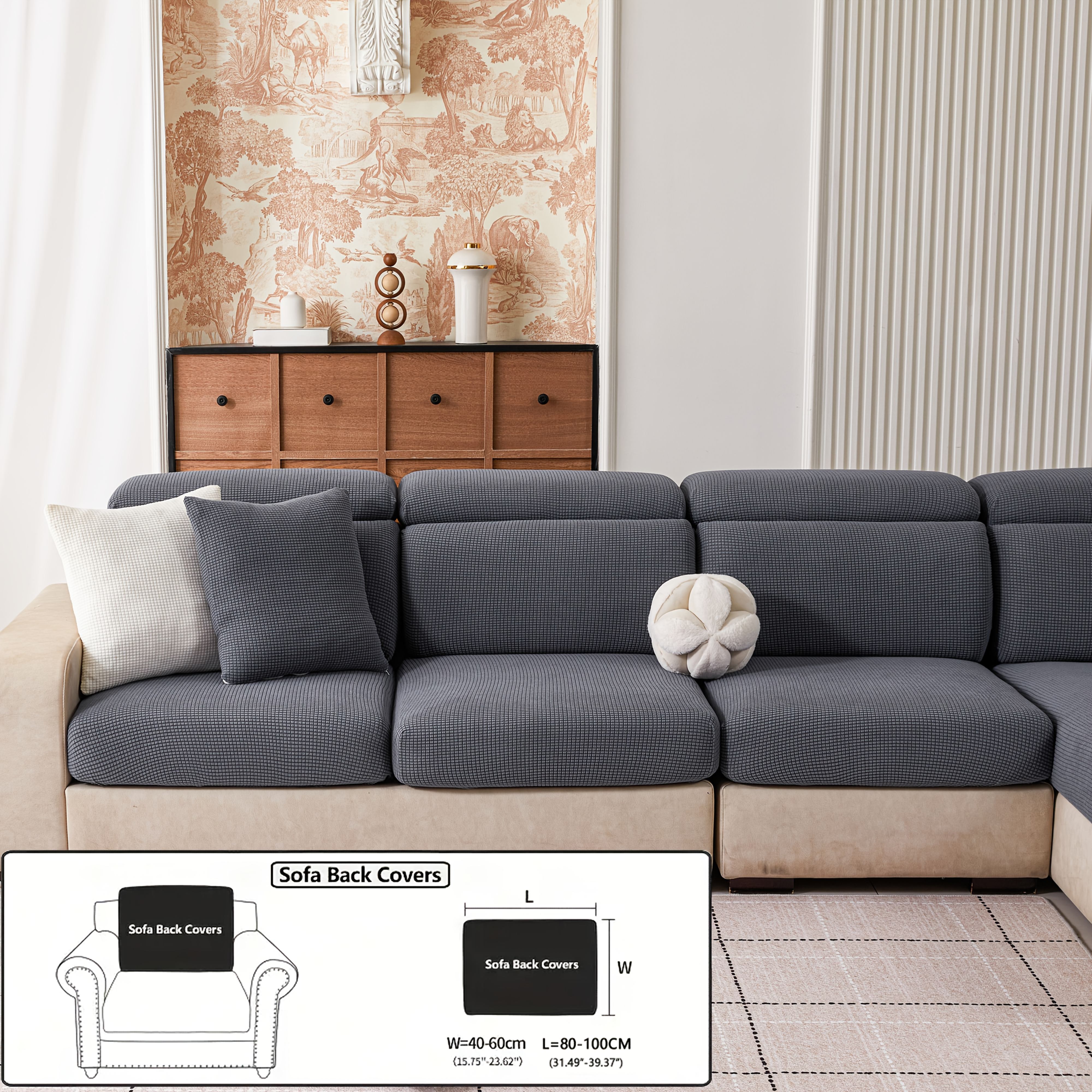 TEMU 1pc Stretch Split Sofa Cushion Cover, High-elasticity Knitted Full-wrap Seat Cover, Universal L-shaped Chaise Corner Sofa Protector, Options,