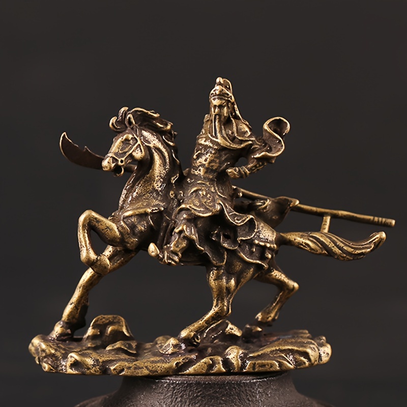 1pc Brass Chinese God Wealth Riding Horse Guan Statue - Temu Canada