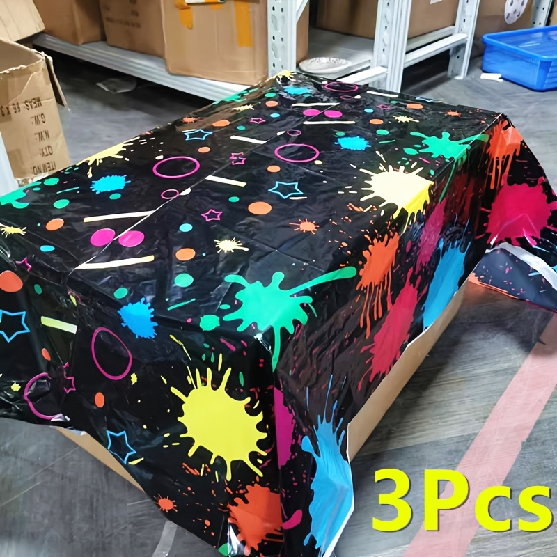 TEMU Lot de 3 nappes de table colorées phosphorescentes pour fête , 71 x 42,5 pouces, nappes de table pour fête phosphorescente, décoration de table