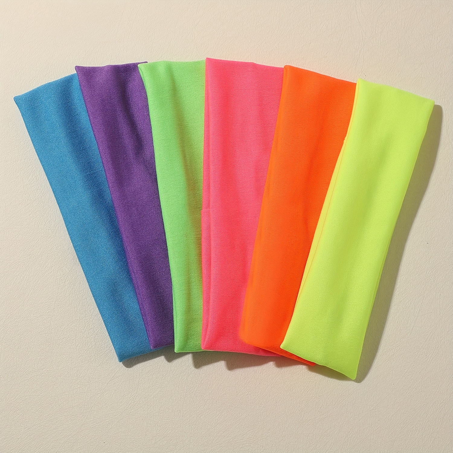 Image of 6pcs Women's Fabric Sports Headbands, Sweat-absorbing Fitness Head Wraps, Colorful Headscarves