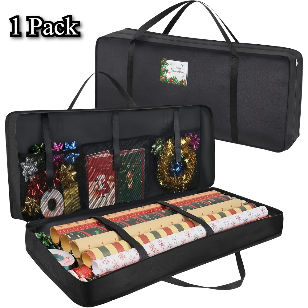 TEMU Christmas Gift Wrapping Paper Organizer, Holiday Decorations Storage Bag, Under Bed Storage Bag, For Christmas, Halloween, Festivals Storage,