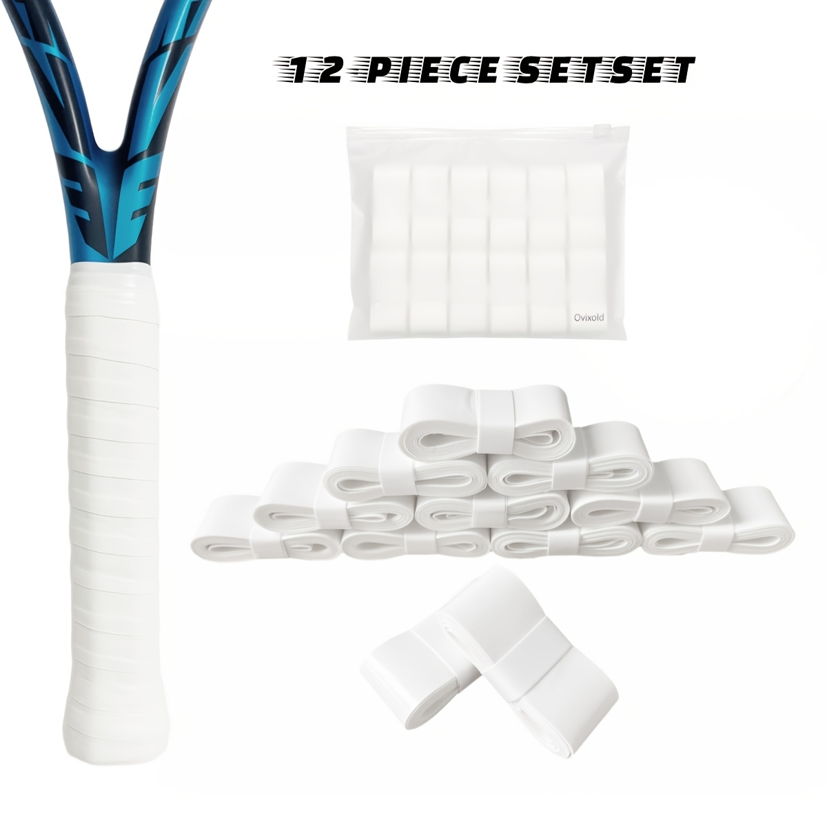 

Racket Sweat Absorbing Strap, , Tennis Racket Sweat Absorbing Strap, Sweat Absorbing Strap, 12pcs Set, Sweat Absorbing, Anti-slip, Shockproof And , White, 1200x25x0.6mm