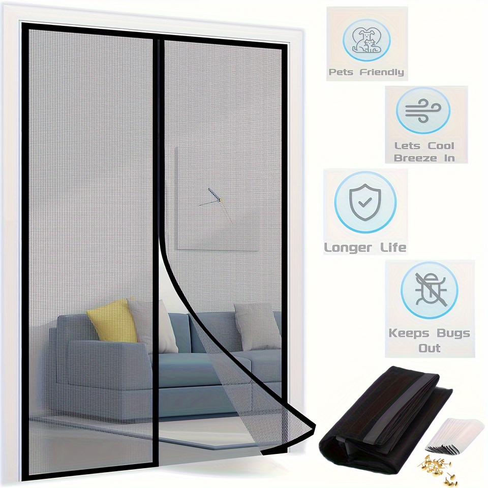 

Magnetic Mosquito-proof Door Curtain - Summer Screen Window With Automatic Closure, Polyester Edge, Easy Install