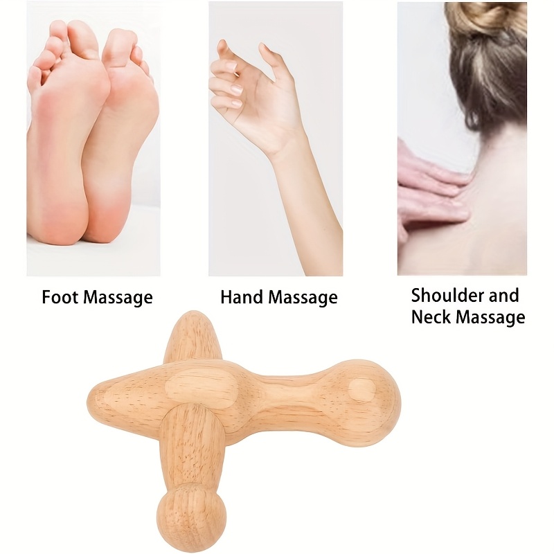 Un bastón de masaje para pies de madera, una herramienta de reflexología profesional, diseñado ergonómicamente para la tensión muscular, adecuado para el hogar y salones de masajes.