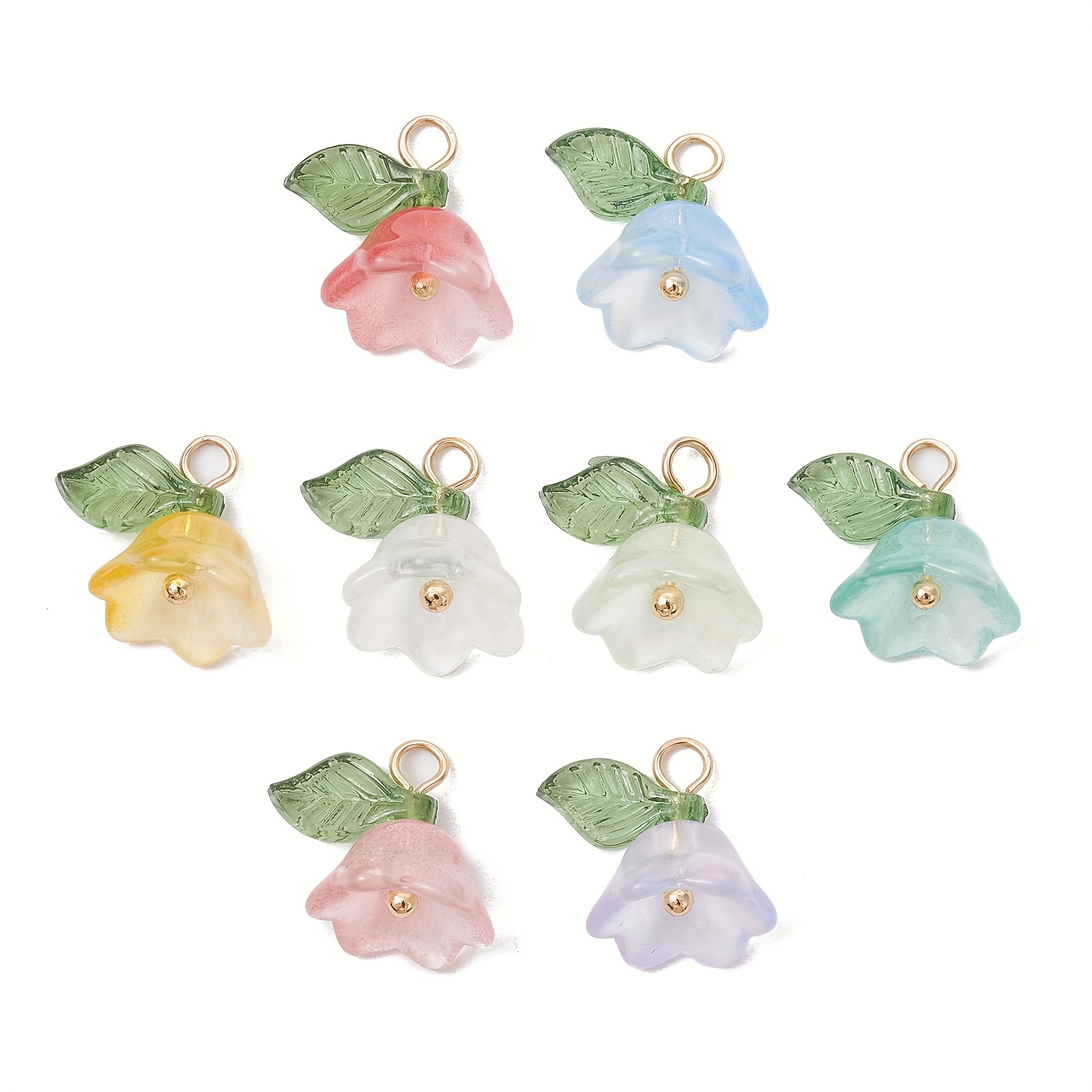 E-shop Ca. 100 Stück Sortierte Farben Blumen Glas Anhänger Schmuck Zubehör für Ohrringe Armband Halskette Herstellung