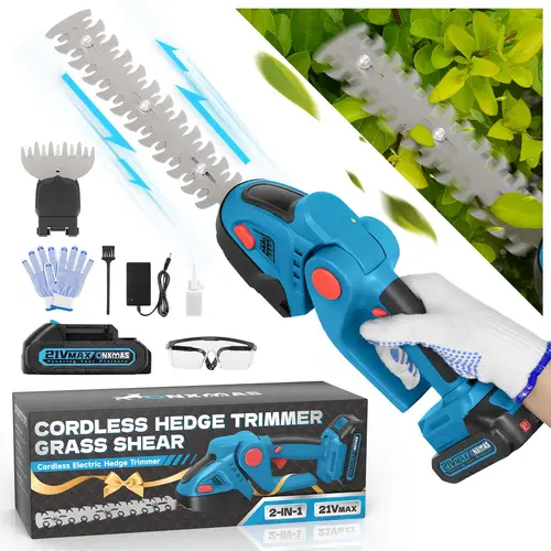 hedge trimmer cordless 2 in 1 handheld grass trimmer shrubbery trimmer 21v battery operated electric hedge trimmer for garden lawn men husband dad for birthday anniversary boyfriend gifts