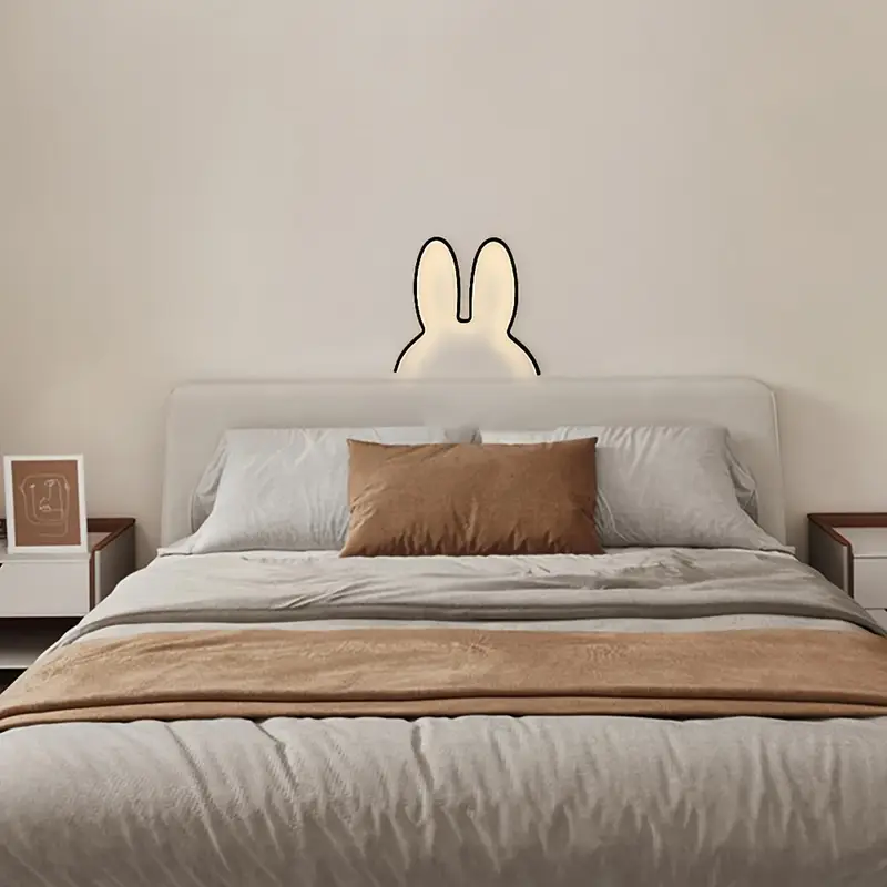modern adjustable brightness led rabbit night light for kids room usb powered bedside wall table lamp with cute animal silhouette durable plastic switch bedroom decor decor lightweight design decorative lighting childrens decor Product details 7