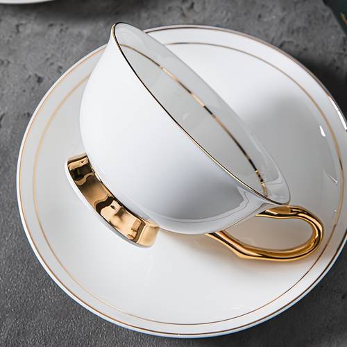 7oz european coffee cup set and tea set 3pcs set cups saucers and spoons teacups with handles cappuccino cups ceramic tea set suitable for hot or cold drinks such as hot