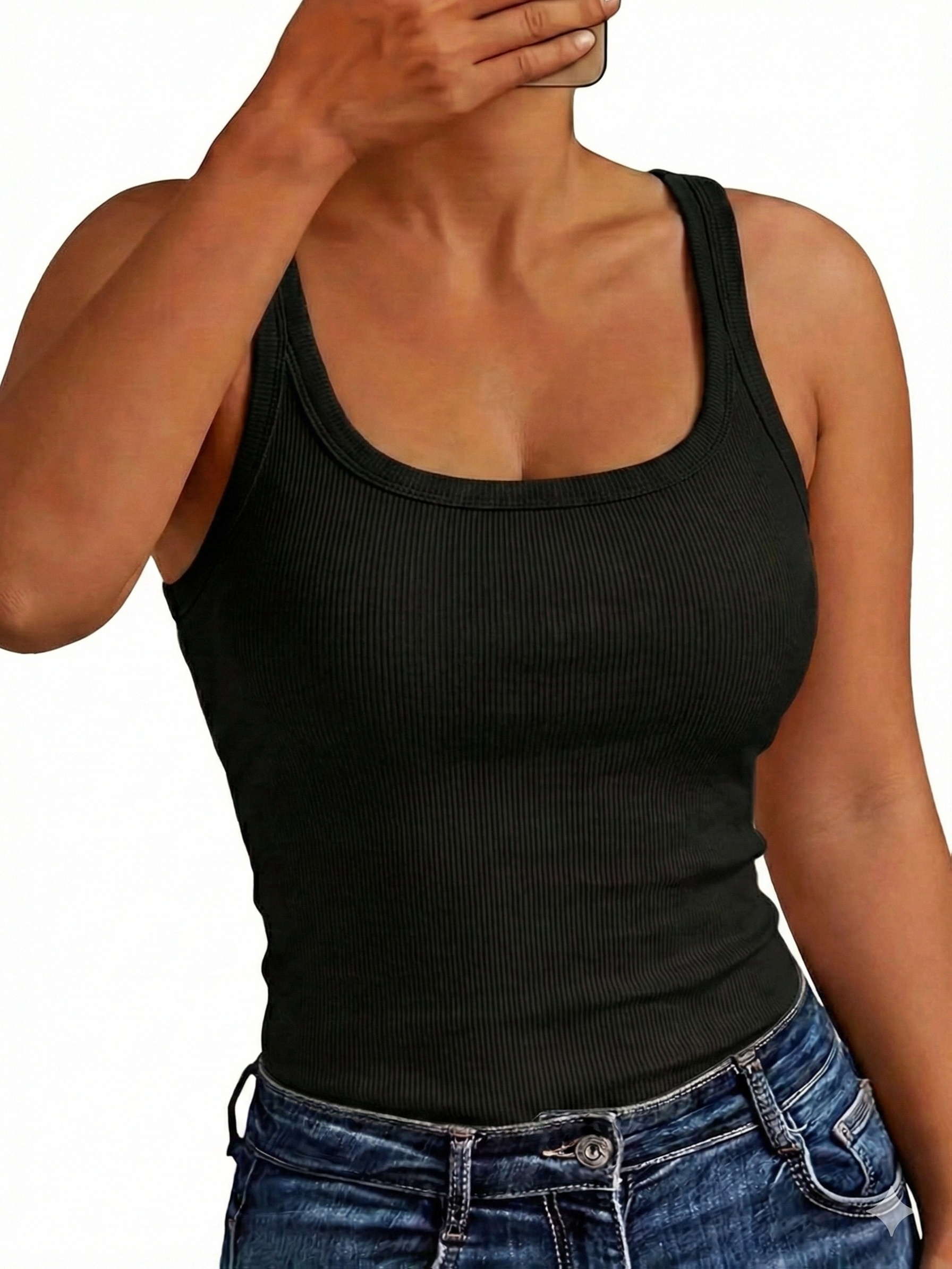 4pcs New Summer Women's Tank Tops, Elegant Fashionable Ribbed Tank Tops, Breathable Casual Sporty Camisole Base Layers