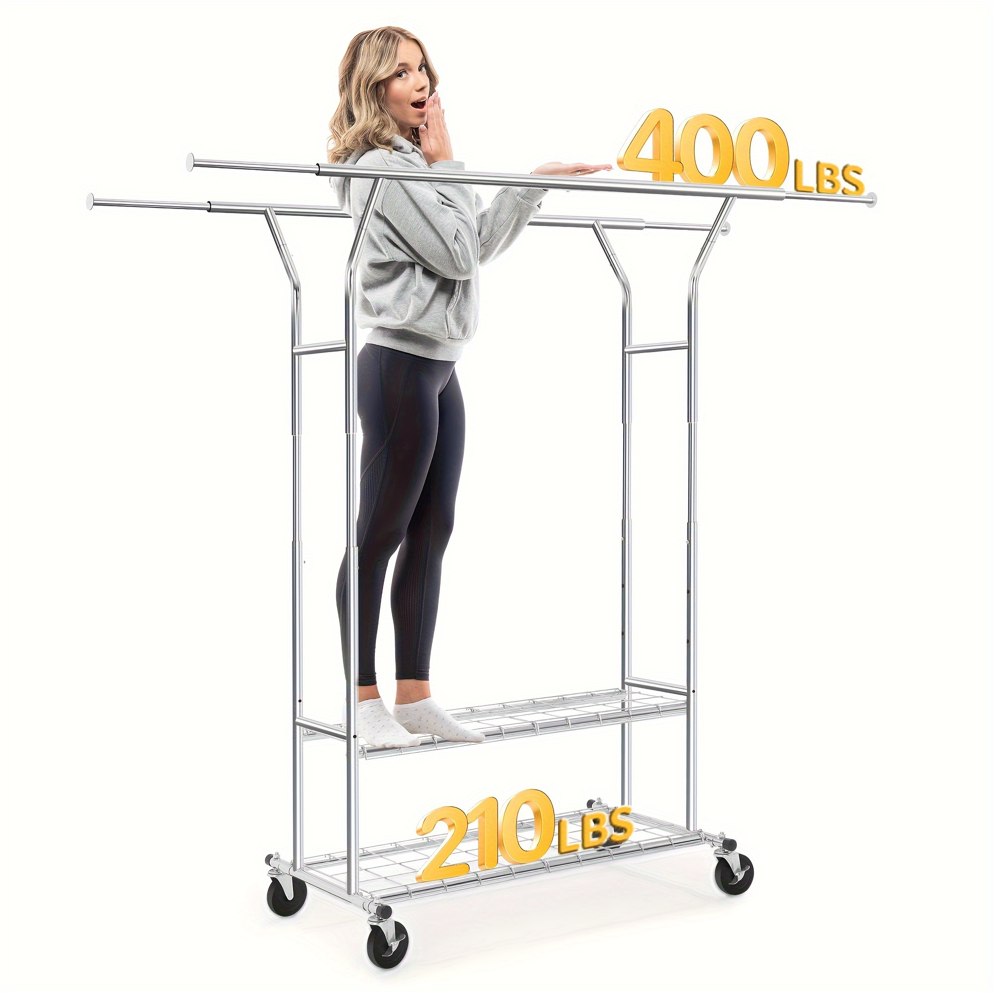 

A Heavy-duty Rolling Rack With A Weight Capacity Of 650 Pounds, Featuring A Portable And Foldable Design.