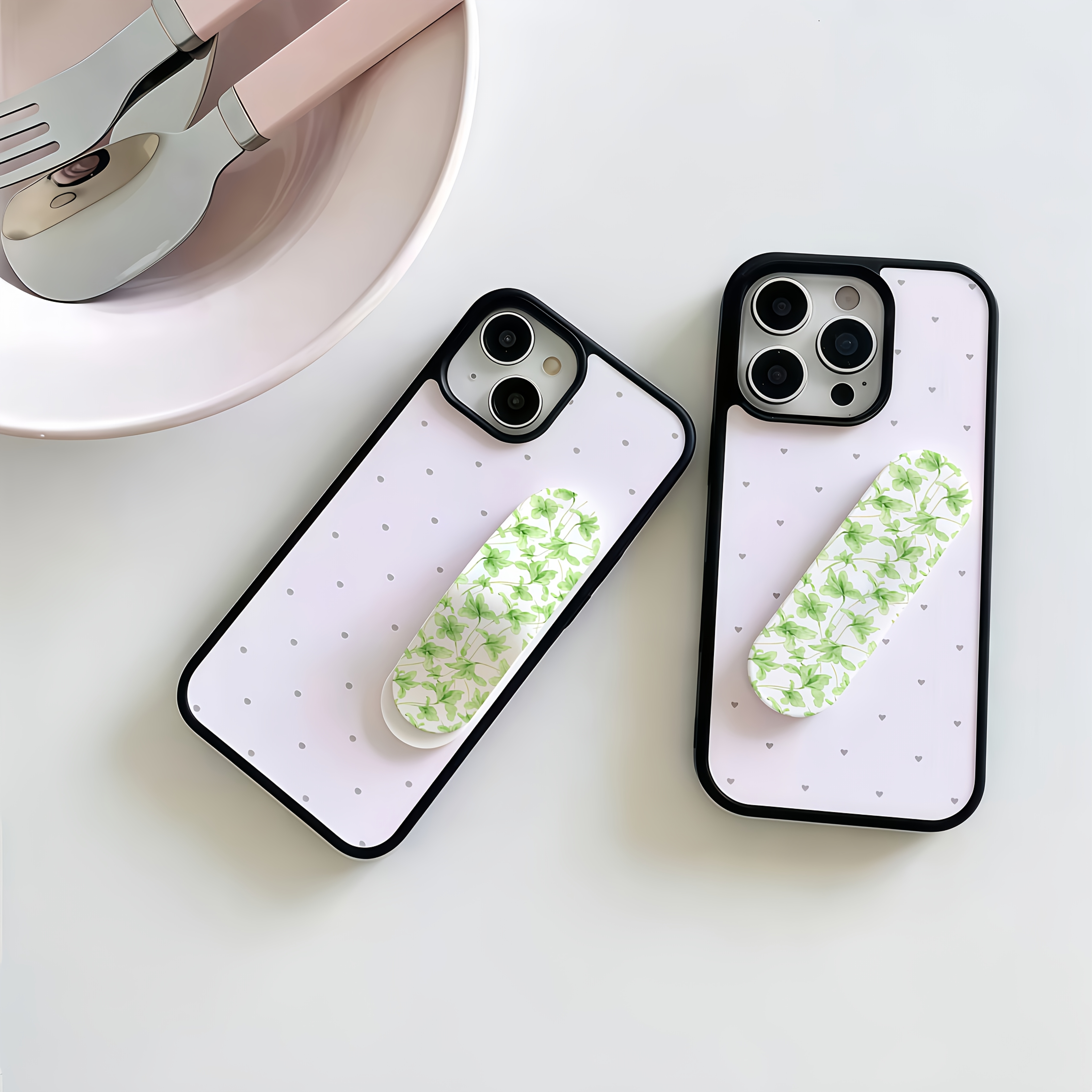 Aqua Vine Shadow Design Sticky Note-Compatible Phone Holder