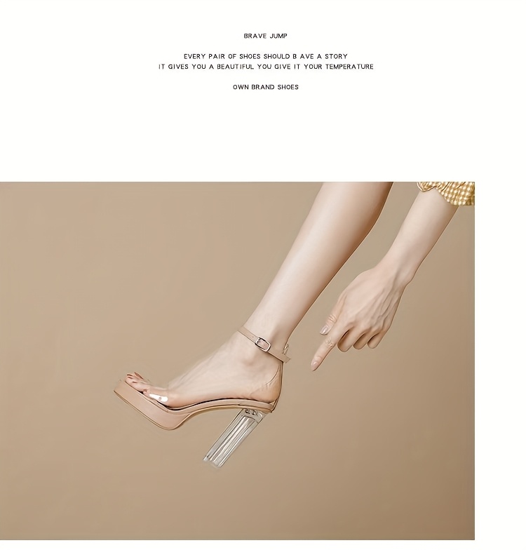 Women's Summer Party Carnival, Holiday, Casual, Vacation Leisure Gathering Fashion Transparent Square Head Thick Heel Stable Not Tired Feet High Heels