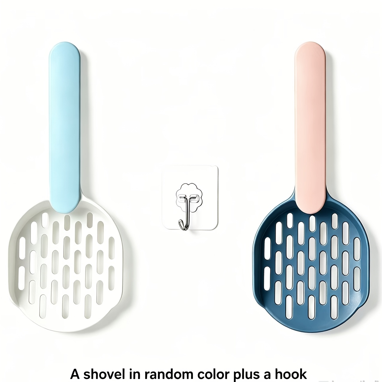 TEMU 2pcs Set Includes 1 And 1 Wall-mounted Hook Portable Lightweight Pet Cleaning Litter Box Bathroom Kitchen Wall Hanging Pet Supplies