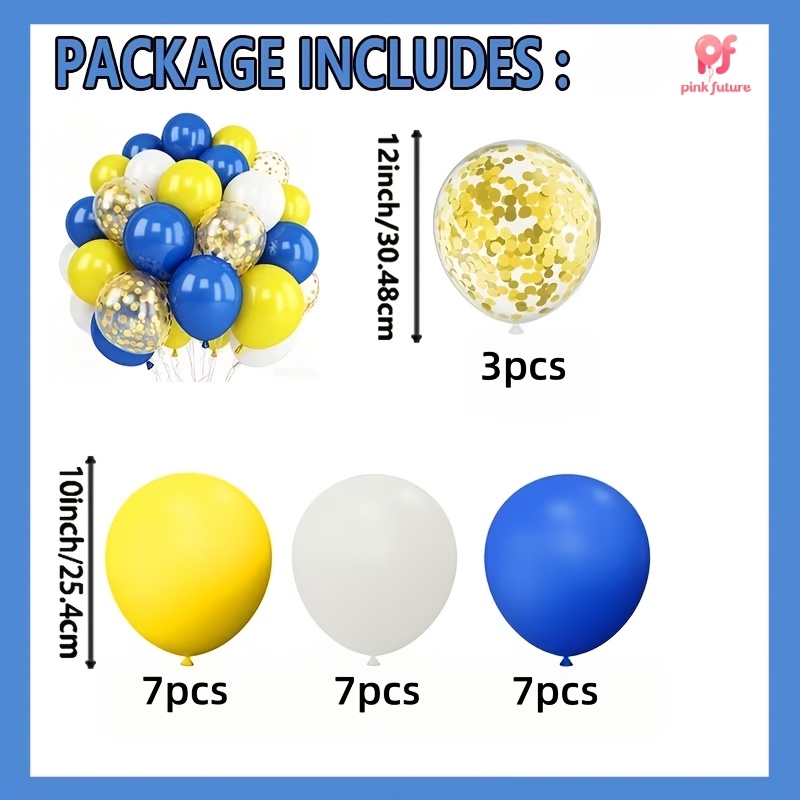 TEMU 24pcs Yellow, White, And Balloons Suitable For Birthdays, Weddings, Anniversaries, Bridal Showers, Graduation Ceremonies, Baptisms, Gender