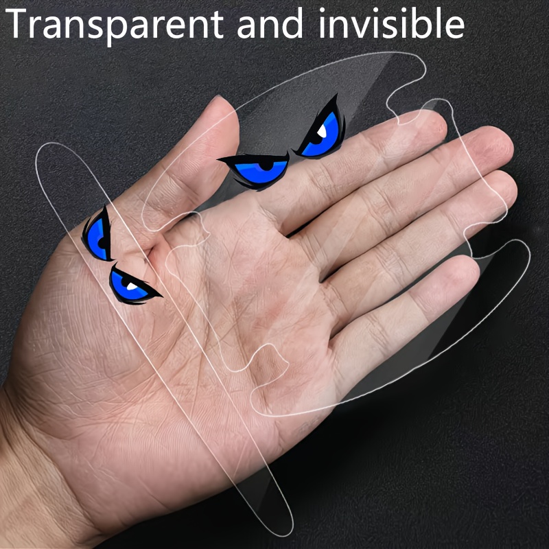 Image of 8pcs Cool Car Door Handle Protection Film - Transparent Pvc Scratch-resistant Waterproof Cover, Adhesive Film For All Vehicles, Durable Plastic Scratch Protection For Door Handles