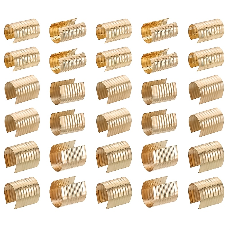 TEMU 50pcs Metal Cylindrical Crimp Tubes With Foldable End Caps, Open Crimp Beads For Jewelry Making, Tassel Cord Diy Crafts