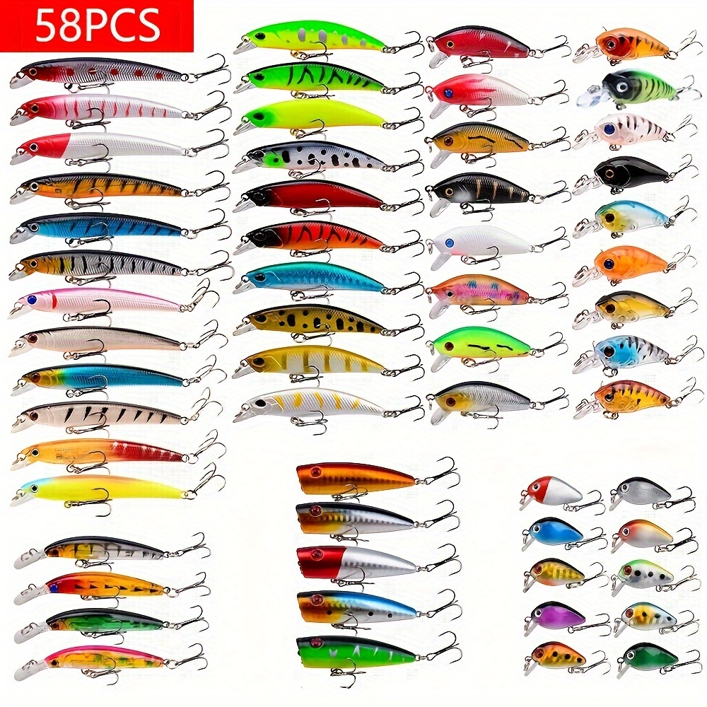 

58pcs Mini Floating Minnow Fishing Lure Set For Bass Pike And Freshwater Fishing