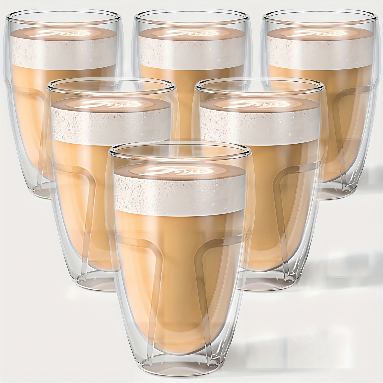 

Gläser Doppelwandig 6er Set 350ml - Spülmaschinenfeste Thermogläser Doppelwandig Gläser Aus Borosilikatglas - Doppelwandige Kaffeegläser Cappuccino Gläser Doppelwandig Teegläser Set