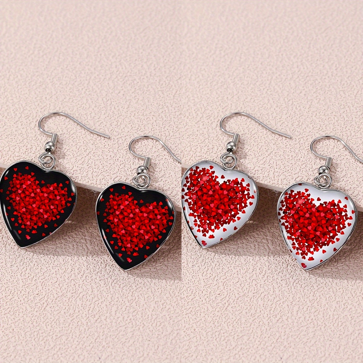 TEMU A Pair Of Exquisite And Romantic Heart-shaped Earrings, Perfect As A Jewelry Gift For Women On Valentine's Day, Her Birthday, Or Wedding Anniversary