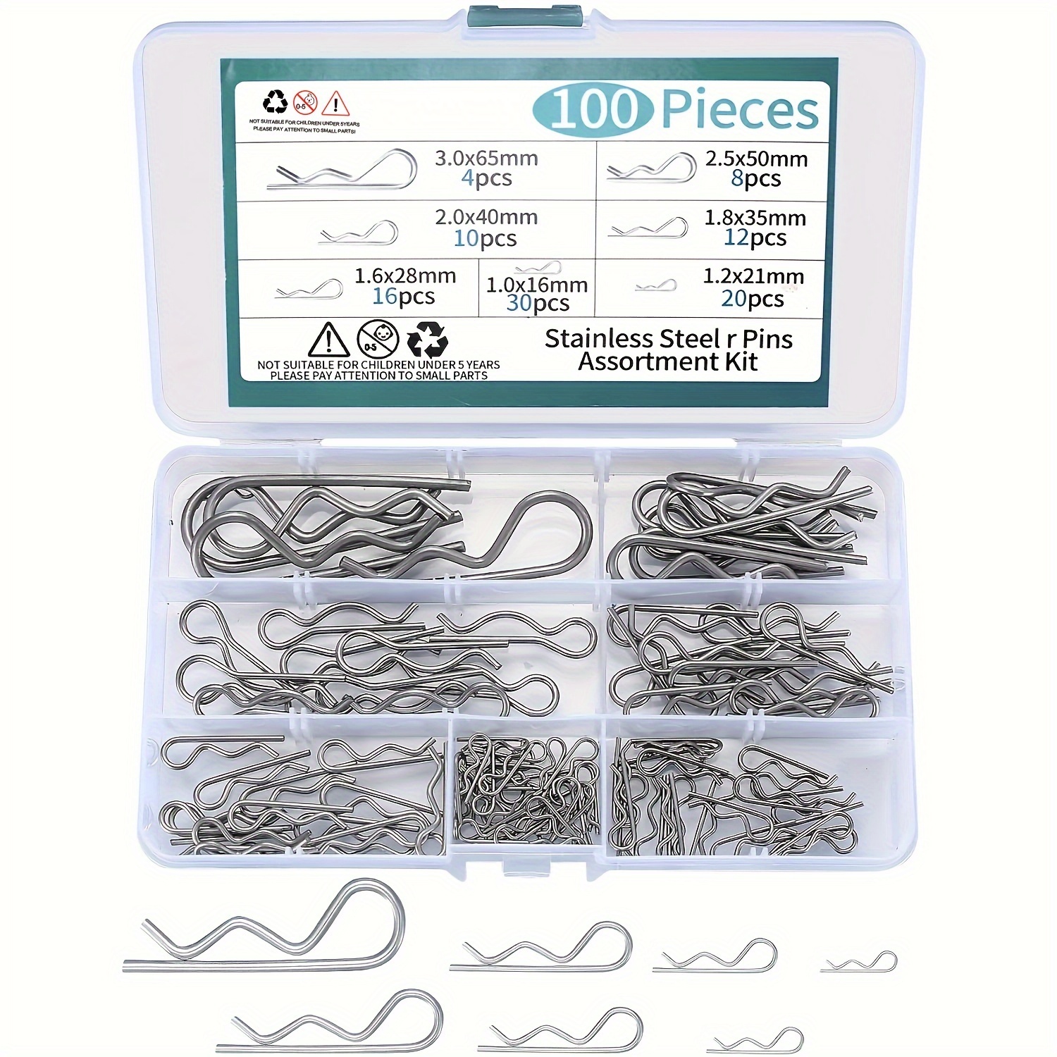 Cotter Pins Assortment Kit Stainless Steel R Clips Spring - Temu