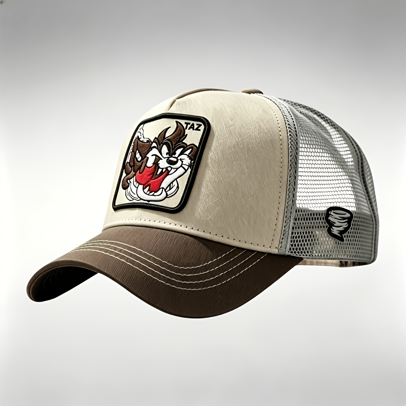 TEMU Gorra de béisbol retro de dibujos animados, gorra de unisex de malla transpirable, sombrilla de ala ajustable, adecuada para deportes al ,