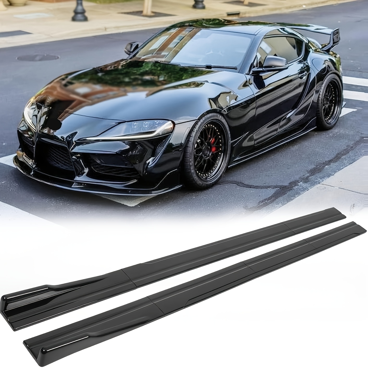 TEMU Universal 2m 8pcs Side Skirt Set, Split Segmented Design Anti-scratch Side Sill Modification Body Surround Kit