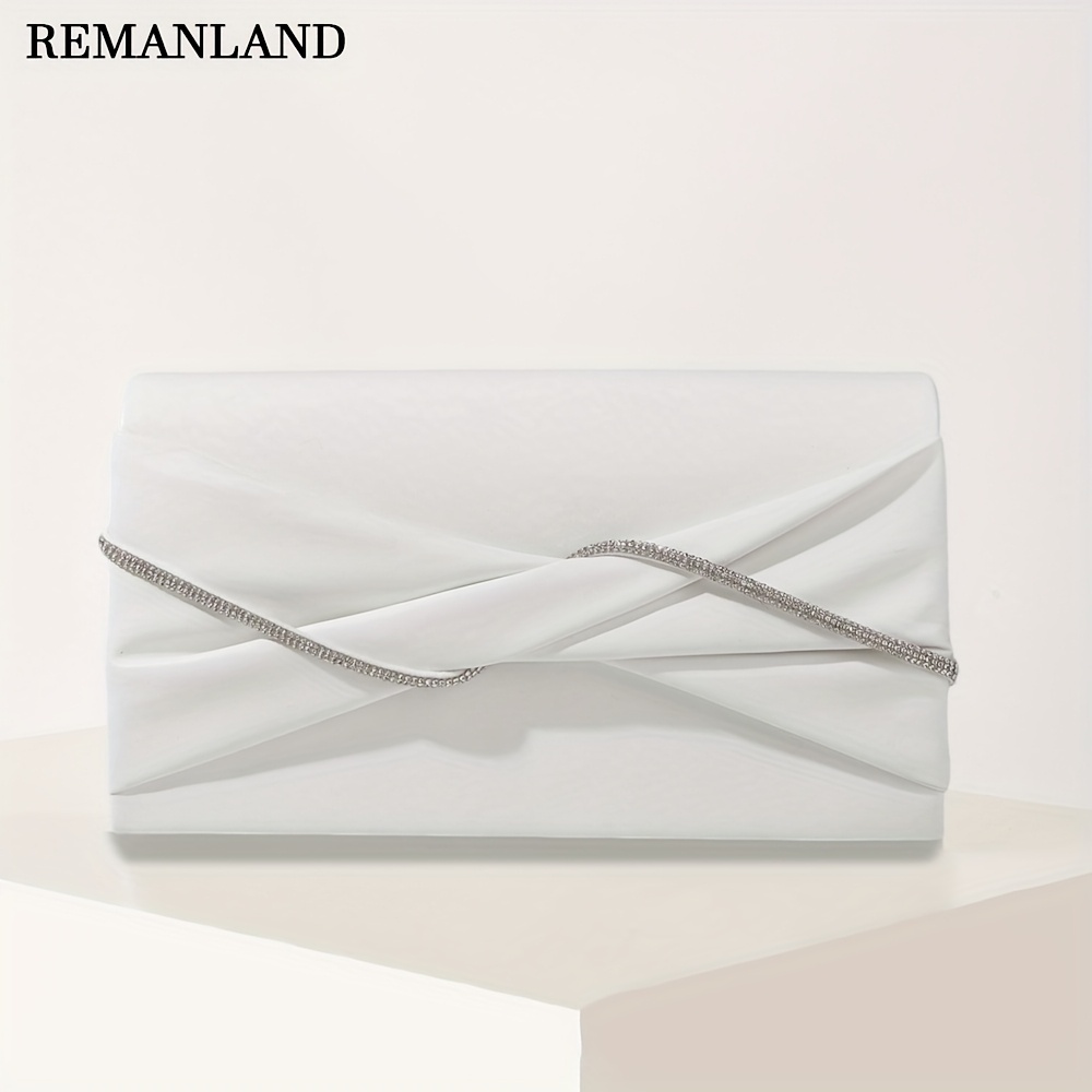 Image of An Elegant And Stylish Evening Clutch With Rhinestone Chain, A And Bow Flap For Party Bag, Perfect For Women And Brides, Ideal For Parties, Weddings, , And Banquets, Making It For Women
