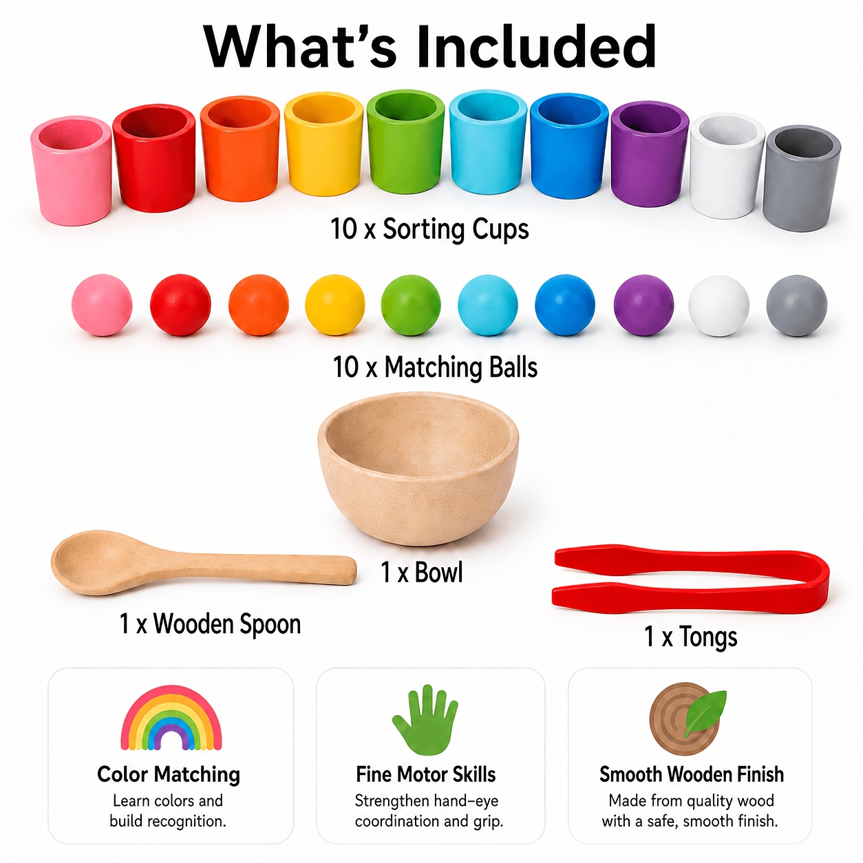 TEMU Color Recognition Sorting Cup Brain Toy Cognitive