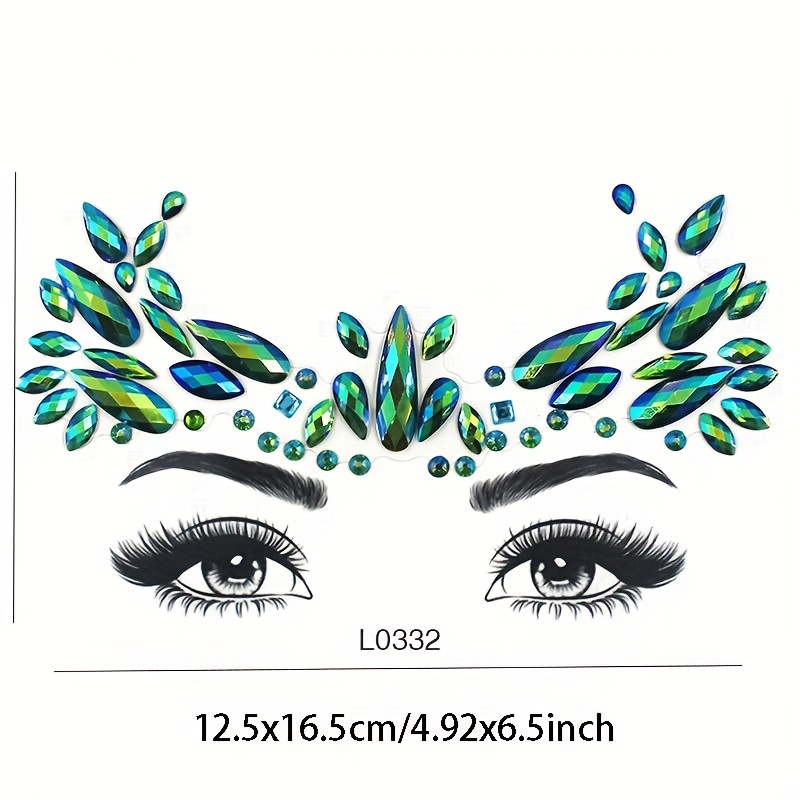 1pc Green Rhinestone Sticker, Waterproof Patch Suitable For Parties, , And Performances