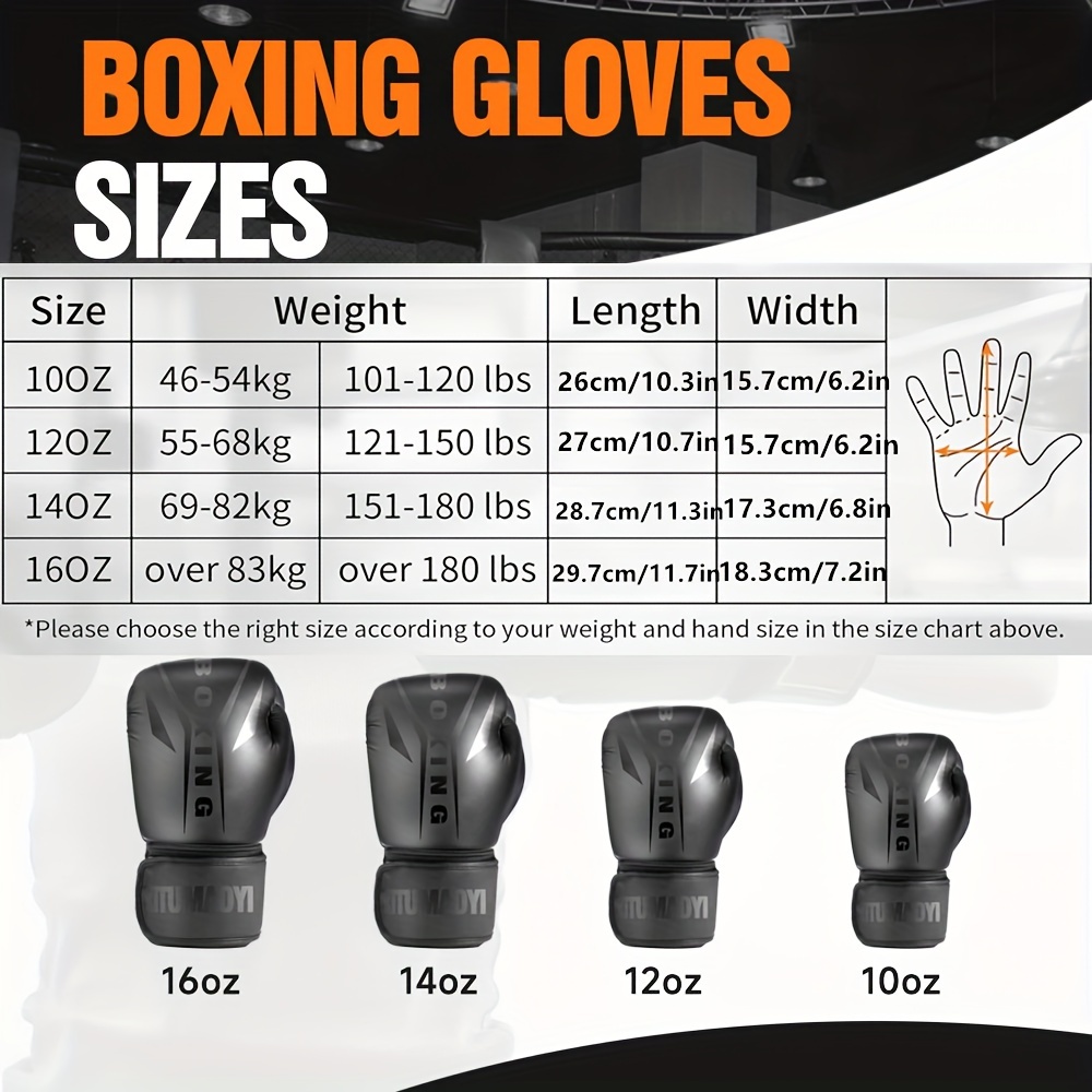 Multiple Sizes (10oz-16oz) Faux Leather, Professional Adult Boxing Gloves for Men and Women, Durable Adjustable Strap Closure, Ideal for Boxing and Gym Use