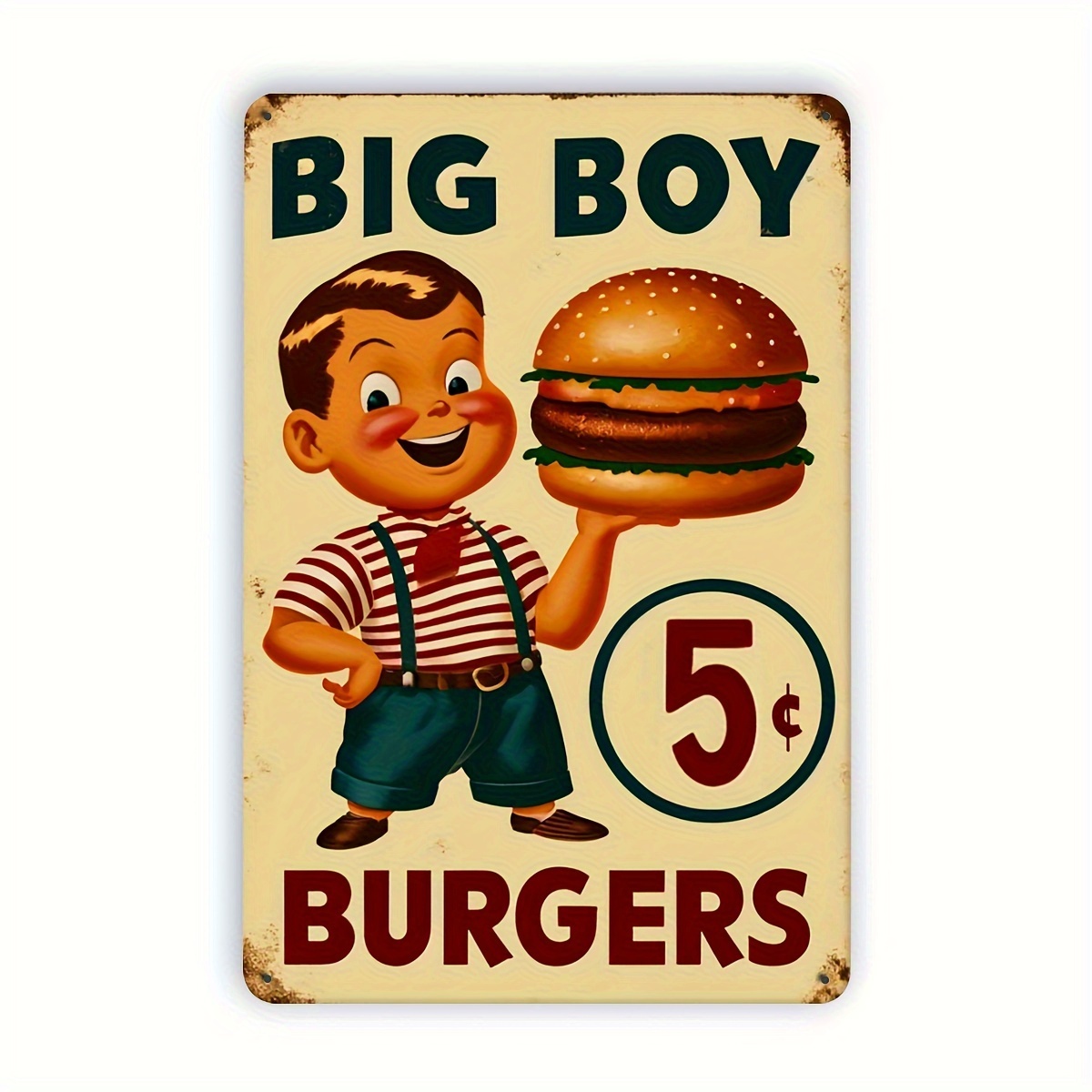 

Burger-themed Aluminum Wall Sign - Perfect For Home Kitchen, Bar, Restaurant, Or Cafe Decor, 8x12 Inches