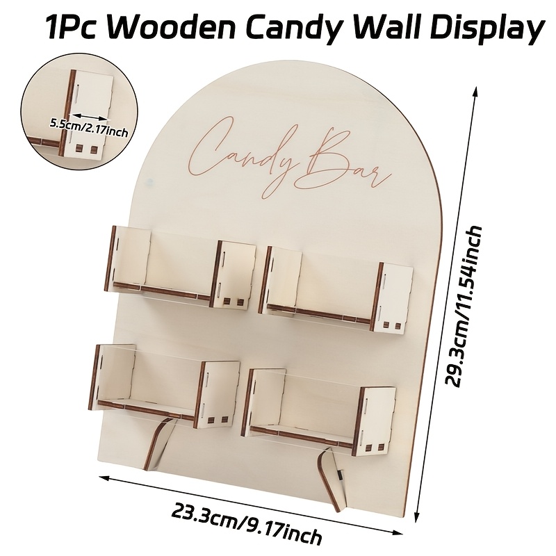 TEMU Scaffale da parete monopezzo in legno per caramelle, scaffale per snack, caramelle e , decorazione per feste di compleanno, forniture per baby
