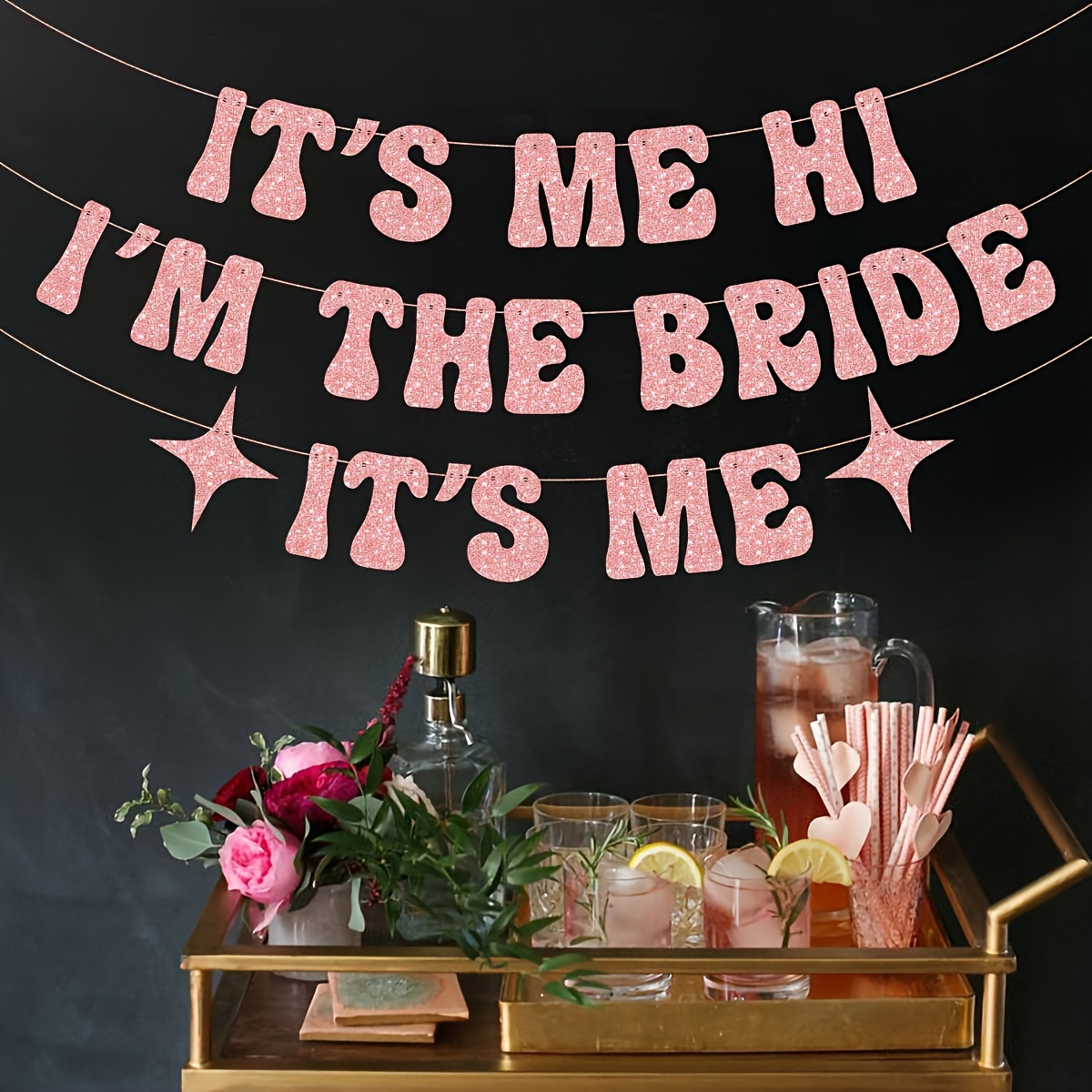 Image of 1set， Hi I'm The Bride Banner, Engagement Wedding Decorations, Bridal Shower Decor, He Yes, Bachelorette Party Supplies