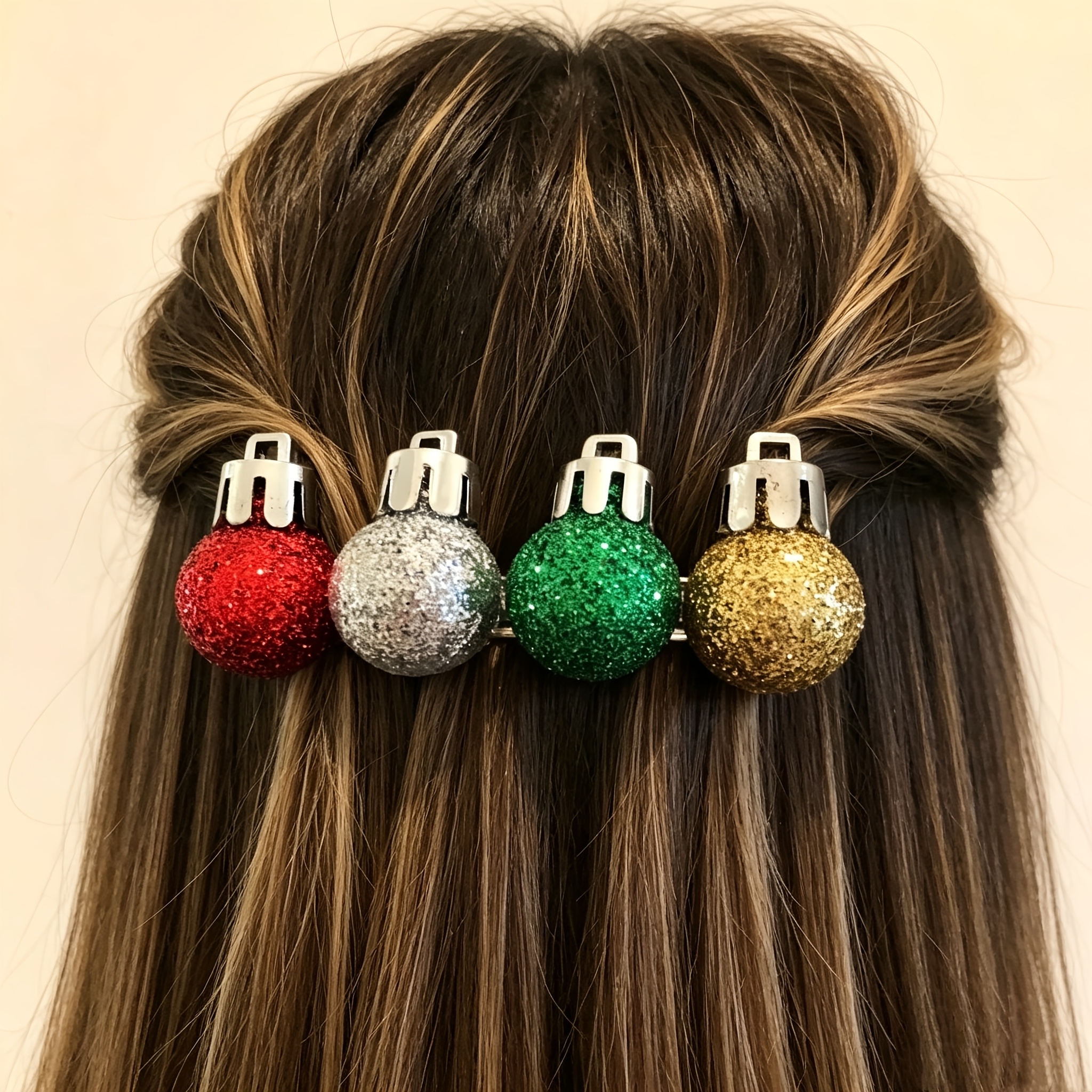 TEMU 1 pince à cheveux de Noël pour femme, pince à queue de cheval pour accessoire de cheveux de fête de Noël