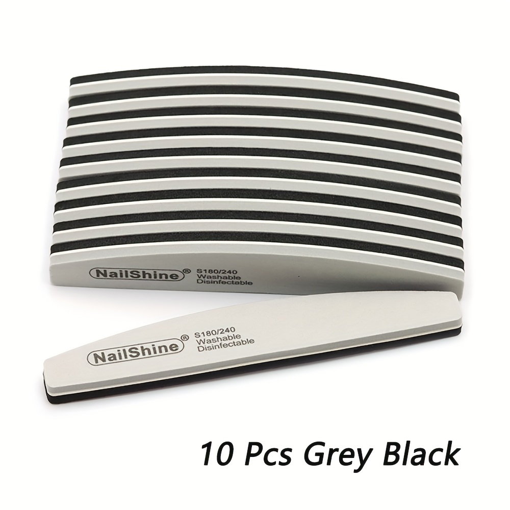 Image of 10pcs/pack Sponge Nail Files 180/240 Grit Black &grey Acrylic Nail File Professional Washable Nails Files Manicure Diy Tools