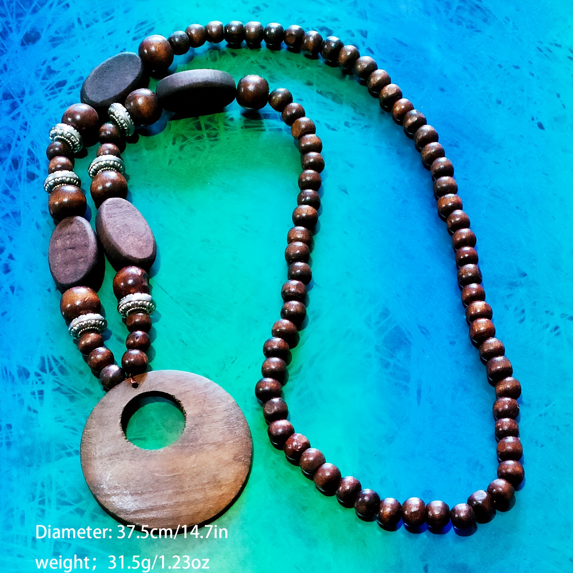 Men's Ethnic Style Wooden Sweater Chain Necklace