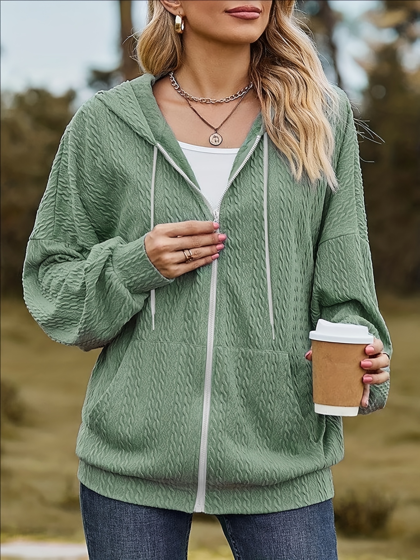 Olive Green Zip Hoodie Women's Aayomet Zip Up Hoodie Women