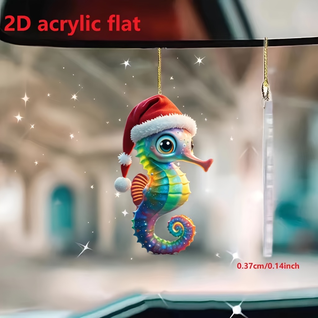 

Christmas Acrylic Pendant - 1pc Cute 2d Car Mirror Hanging Charm, Christmas Tree Ornament, Keychain Decoration For Bag, Party Favor, No Power Needed, Hanging Attachment