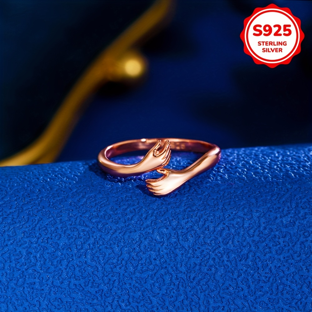 925 Sterling Silver Hug Rings Adjustable Cuff Wrap Around Hand Love