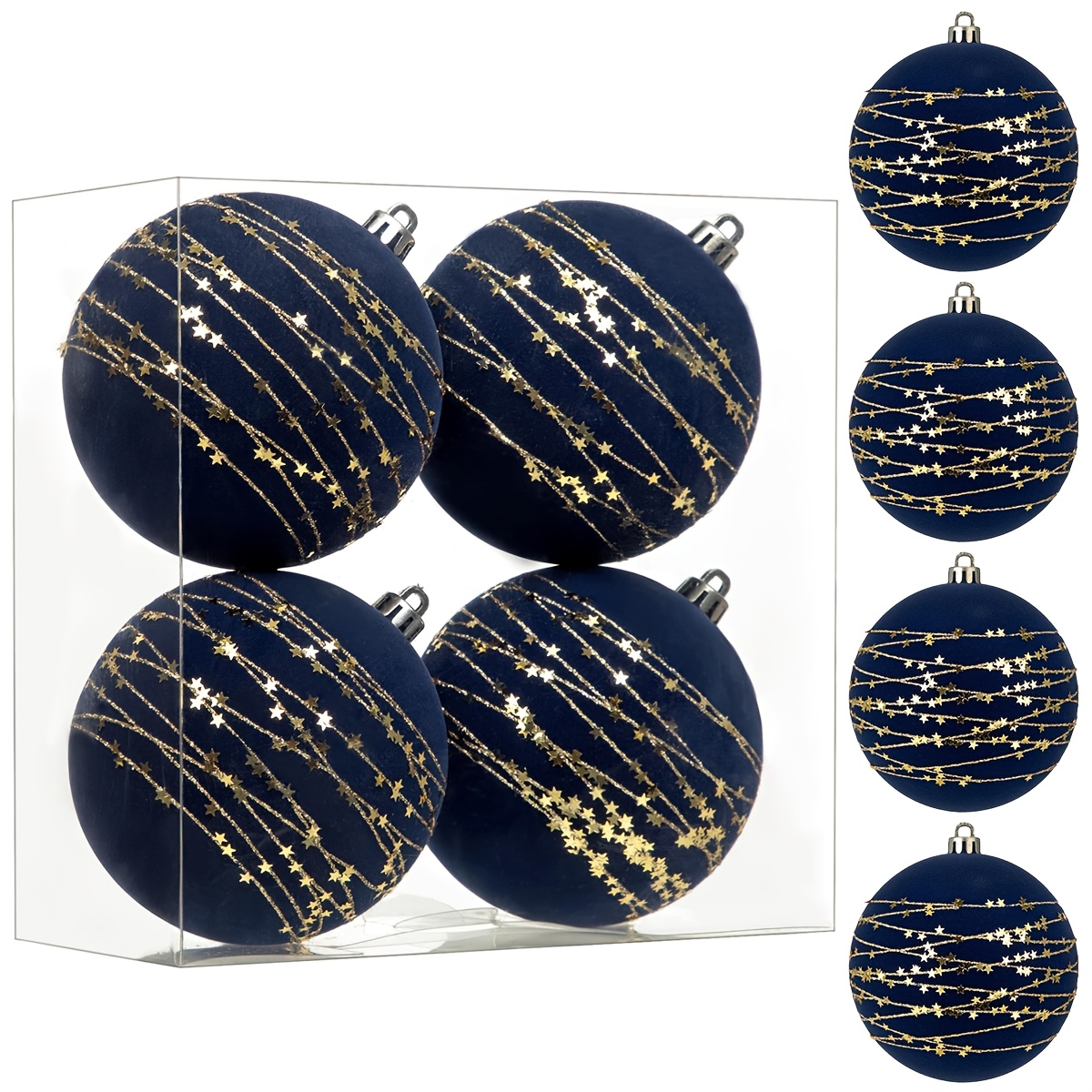 TEMU 4pcs Pvc Christmas Plush Ball Sets, Ball Ornaments, 6cm Decor, Shopping Mall Holiday Atmosphere Pendant Decorations