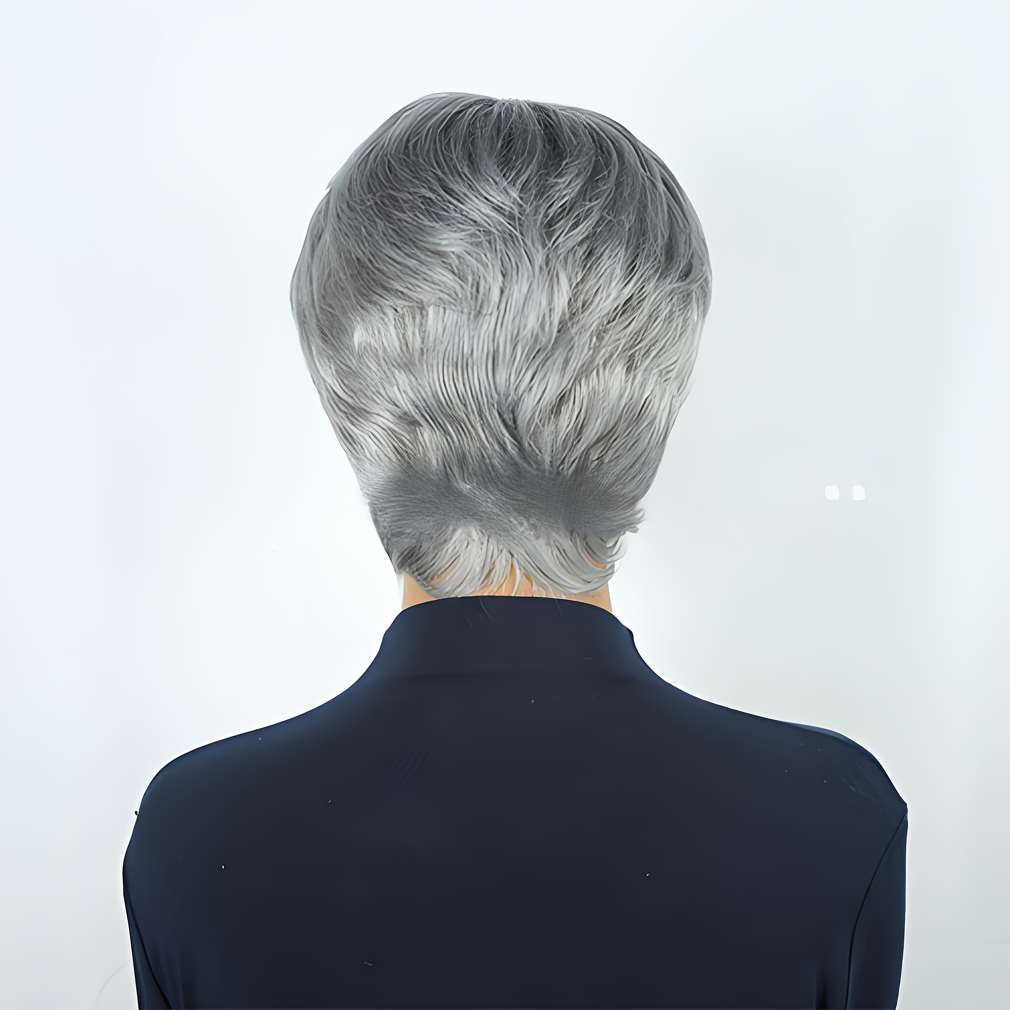 TEMU Perruque Coupe 6" en Cheveux Humains Brésiliens | Colle avec Frange à 150% en Noir Naturel | Style Lisse pour Cosplay et