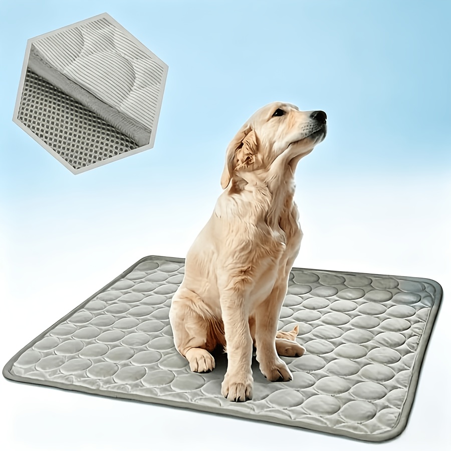 Image of Pet Cooling Mat For Dogs And Cats, Ice Silky Fiber Fabric Cooling And Breathable Pad
