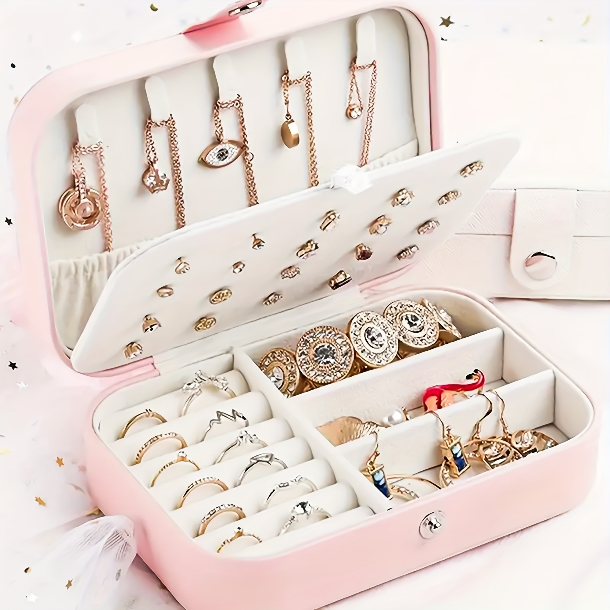 Custom-Made Silvery Engraved Faux Leather Portable Storage Box