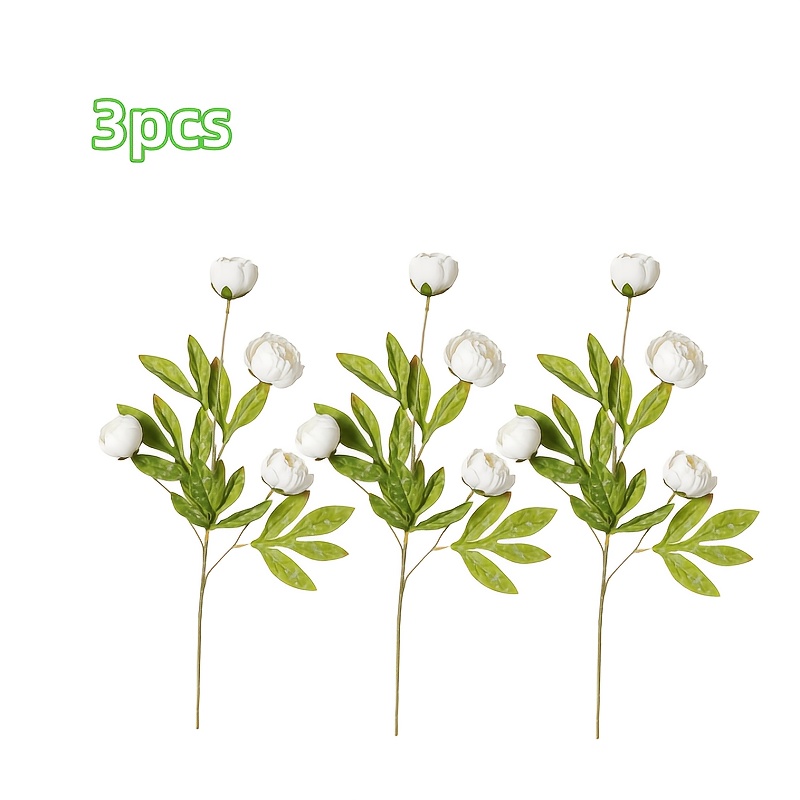 3pcs Faux Peony Artificial Flowers 27 Inch, 12 Heads Fake Peony Branches With Stems For Vase, Bouquet Centerpieces Wedding Arrangements Home Shower Decorations