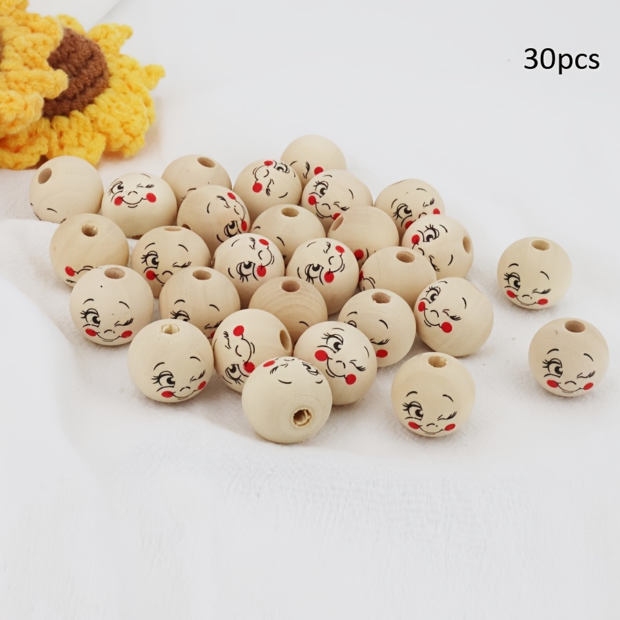30pcs/12pcs 20mm Wooden Beads With , Suitable For Jewelry Making, Diy Keychains, Bracelets, Necklace Bead Accessories, Home Decor, Farmhouse Garden Classified Handmade Beading Projects
